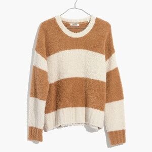 Madewell Teddy Striped Pullover Sweater Cream White Orange Brown Size S